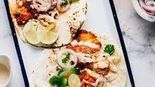 Spicy Fish Tacos with Cabbage Slaw + Lime Crema