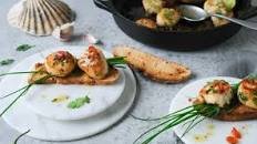 Spicy scallop, lime & chives bruschetta
