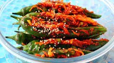 Spicy stuffed green chili pepper kimchi (Gochu-sobagi: 고추소박이)