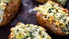 Spinach and Artichoke Dip Baked Potatoes