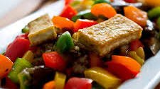 Stir-Fried Rainbow Peppers, Eggplant and Tofu