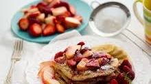 Strawberry-Peach Oatmeal Walnut Pancakes