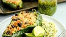 Stuffed Poblano Peppers with Chimichurri Rice and Chorizo