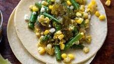 Summer Tacos with Corn, Green Beans and Tomatillo Salsa
