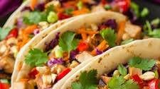 Thai Chicken Tacos with Peanut Sauce