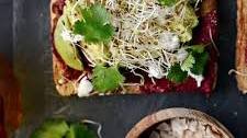The BEST Avocado Beet Hummus Toast