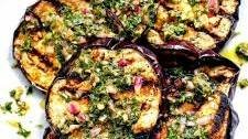 The BEST Grilled Eggplant with Chimichurri Sauce