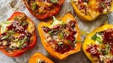 Tofu and Kimchi Bibimbap-Stuffed Pepper Recipe