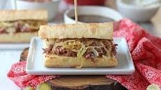 Vegan French dip sandwich with au jus