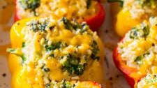 Vegetarian Stuffed Peppers Recipe with Rice and Broccoli