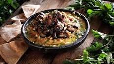 Warm Hummus with Spiced Mushrooms