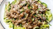 Zucchini Noodle Ground Beef Stroganoff Casserole (Yum!)