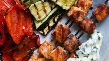 2 Ingredient Grilled Lemon Salmon Skewers