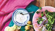 Ainsley Harriott’s Mustard-Glazed Beef Kebabs and Baby Potato Skewers with Horseradish Dip