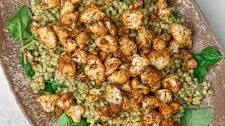 Air Fryer Cauliflower + Pesto Pearl Couscous Salad