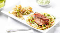 Alaska Salmon Tacos with Mango Salsa and Avocado Cream