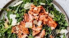Arugula Salmon Salad with Capers and Shaved Parmesan