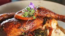 Asian Beer Can Chicken with Wok-Fried Bacon Brussels Sprouts and Horseradish Mashed Potatoes