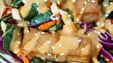 Asian Kale & Tofu Salad with Peanut Dressing