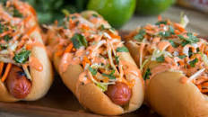 Asian Slaw Dogs with Sriracha Mayo