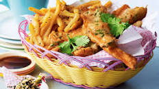 Asian-style fish and sesame-salt chips
