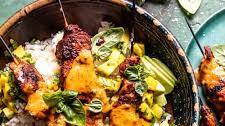 BBQ Salmon Curry with Mango Avocado Salsa