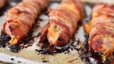 Bacon Wrapped Sausage Stuffed w/ Cheese and Jalapeños