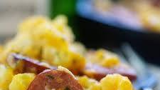 Baked Cauliflower Mac and Cheese with Smoked Sausage
