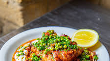 Baked Paprika Cod With Peas & Spicy Chorizo Dressing