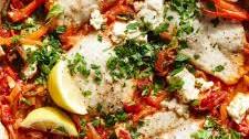 Baked White Fish with Charred Tomatoes and Feta