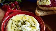 Baked herb Camembert with plum chutney