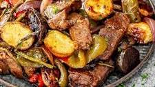 Balsamic Glazed Steak Tips and Veggies Sheet Pan