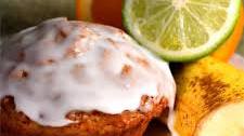 Banana Mango Muffins with Lime Glaze
