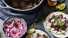 Barbacoa pulled-beef tacos