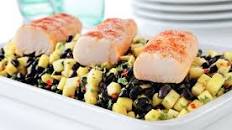 Barbecued turbot steaks with mango salsa
