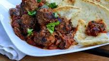 Beef & Ricotta Meatballs in Tomato Sauce with Warm Flatbread