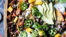 Black Bean Turkey Nachos with Jalapeno Yogurt.