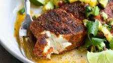 Blackened Halibut with Mango and Avocado Salsa