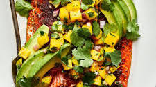 Blackened Salmon with Mango Salsa and Avocado