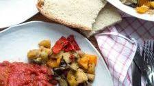 Braciole in Tomato Sauce and Roasted Veggies