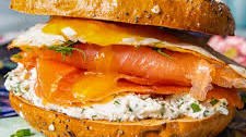 Breakfast Bagel Sandwich with Smoked Salmon