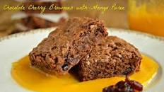 Brownies with Dried Cherries and Mango Puree