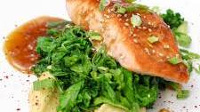 Bulgogi Glazed Salmon with Goguma Puree (and Mustard Greens)