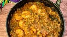 Cajun Smothered Shrimp with Green Onion Rice