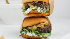 Caramelized Onion Burgers with Garlic Aioli