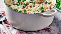 Cheese, ham & pea risotto