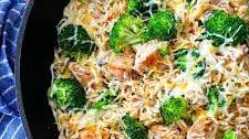 Cheesy Broccoli and Chicken Rice Skillet