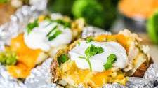 Chicken Broccoli Cheddar Baked Potatoes
