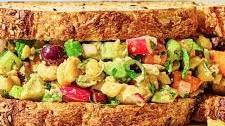 Chickpea Salad Sandwich with Fresh Veggies and Herbs