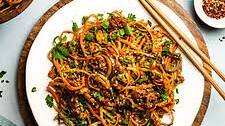 Chili Garlic Noodles with Crispy Tofu